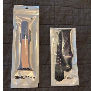 Bicolor Sport Silicone Watch Band for Apple Watch 38 40 41mm Blue Pink